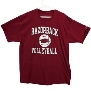 Razorbacks Shirt Mens XXL Champion Arkansas Volleyball Red Short Sleeve Sports